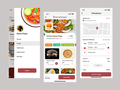 Food Delivery App android concept delivery design designer experience food interface ios landing page ui user ux