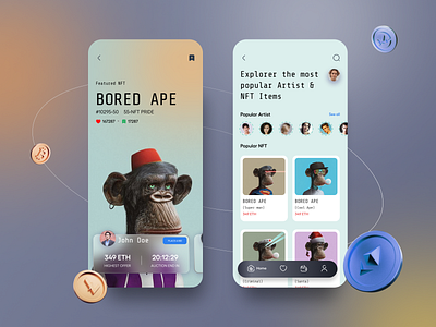 NFT UI Design app ui bitcoin crypto crypto currency nft design nft wallet ui ui design uiux ux ux design wallet