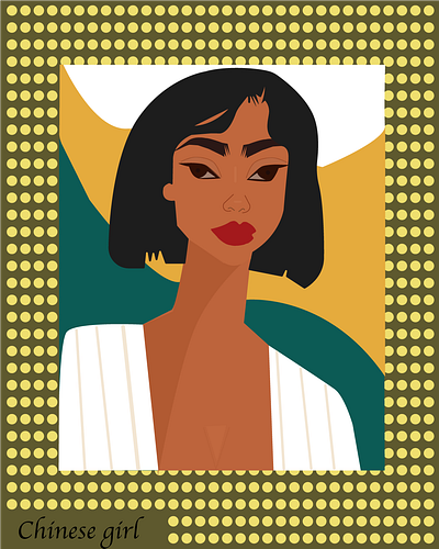 Chinese girl - Minimalist approach to nationality and aesthetic design graphic design illustration