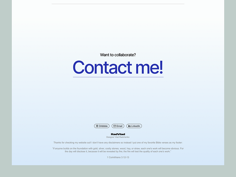 Footer for UI Designer Portfolio agency blue company contact contact page contact us digital figma footer freelancer message minimal portfolio resume studio ui web web design webflow website