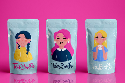 Tea brand packaging with girl character brand character girl packaging people tea