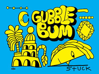 Gubble Bum graphic design handdrawn illustration nate williams
