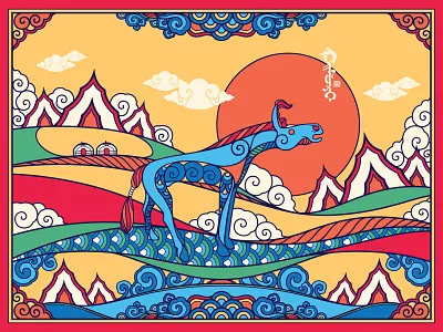 SpiritHorse series-01 art artwork digital art graphic art graphic design illustration mongolia mongolstyle moshu art ondo design spirit spirithorse vector