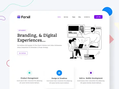 Farxil Creative home Ui Design agency animation branding business clean clean design creative design illustration landing page design marketing website minimal mobile responsive screen illustrations typography ui ux website website concept