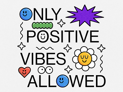 Positive Vibes Volume 2 blue color design fun green happy illustration minimal positive purple red vector yellow