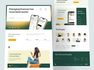 Landing page for Financial App - Expense and Income Manager bank app clean design clean layout design expense tracker financial gradient hero section income landing page magazine layout minimalist money app salary shopping