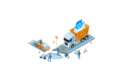 Road Repair 2d art creative design drawing illustration isometric ui vector