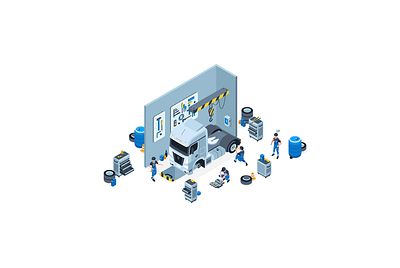 Truck Maintenance 2d art creative design drawing graphic design illustration isometric vector
