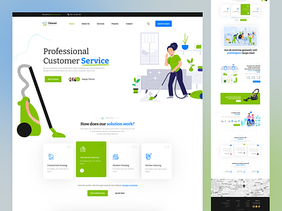 Cleaning Landing page agency branding business company corporate creative design illustration logo ui