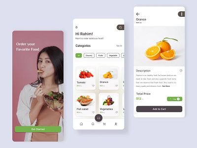 Grocery market - Mobile app app delivery app e commerce app ecommerceapp food food delivery food delivery app fruit grocery grocery delivery grocery store grocerysupermarket mobile app mobile app design mobile design mobile ui orange supermarket vegetable vegetable app