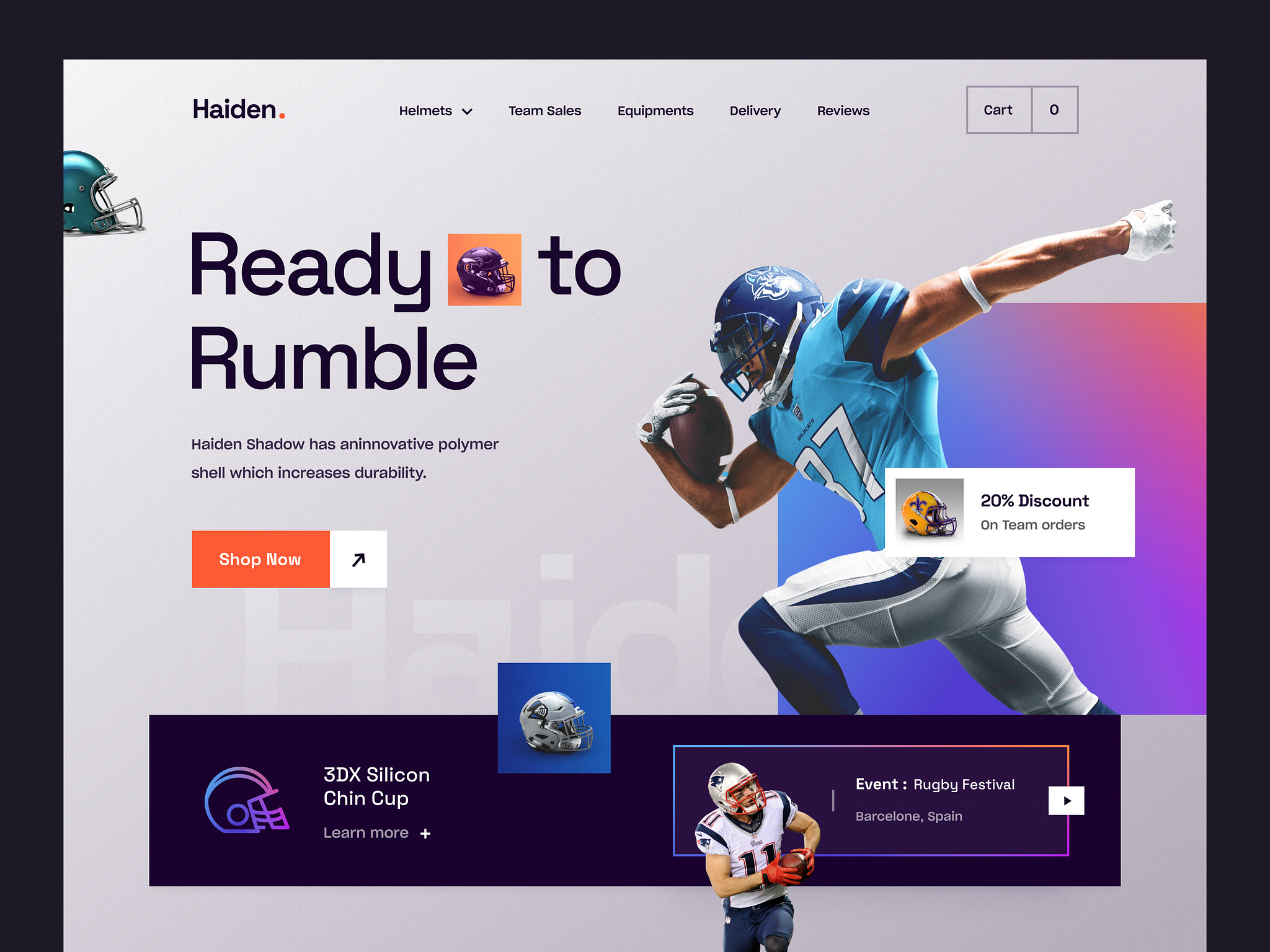 American Football Store site design by Farzan Faruk for Rylic Studio