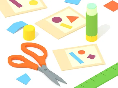 Collage 3d blender illustration low poly lowpoly