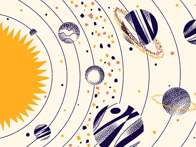 Across the universe design digital illustration illustration kids limited color planets poster universe