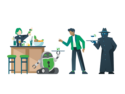 Cryptomator – Open Source blog cocktail cryptomator illustration robot spy waiter