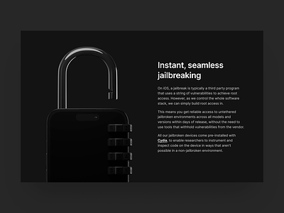 Corellium Website — Jailbreak Concept animation corellium development emulator ios iphone jailbreak lock page phone pin research security testing training unlock virtual virtualize web website