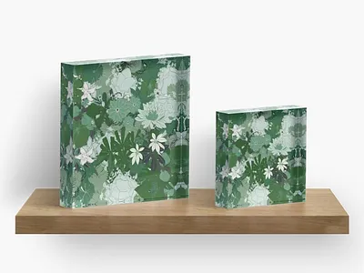 Floral Acryilic Blocks acrylic arrangement beautiful block bloomy blossoming cool design floral flowers leaf leaves pattern plants redbubble seamless shopping styled transparent vector
