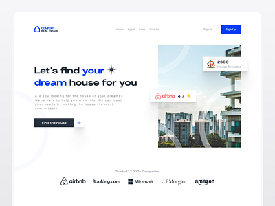 Comfort Real Estate ◎ Hero Template branding design figma hero herosection illustration landing prototype realestate ui userinterface ux website