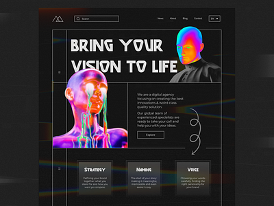 Landing Page Design agency black white brutal brutalism bw colorful creative design design agency graphic design landing landing page minimal modern portfolio ui uidesign uiux vision