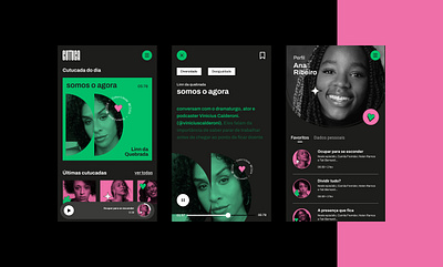 Cutuca app music podcast ui