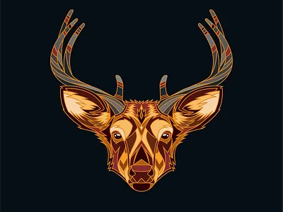 Patterned Deer animal country deer design fire flow geometric graphic design illustration montana nature pattern patterned tribal vector western whitetail wildlife
