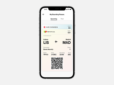 Boarding Pass app appdesign travel ui ux