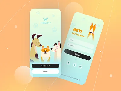 Paw-Walker App UI agency app branding design dog illustration logo mobile mobileapp service trendy ui uiux ux vector walker