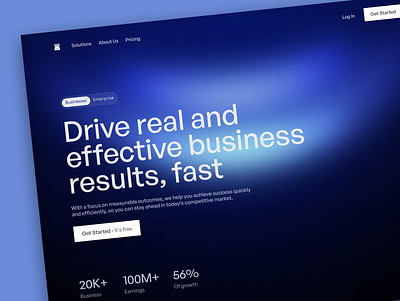 Business Growth Software & Enterprise Web Design analytics b2b blue business dark mode data enterprise hero design hero section insights landing landing page saas software stats ui design web web design webdesign website