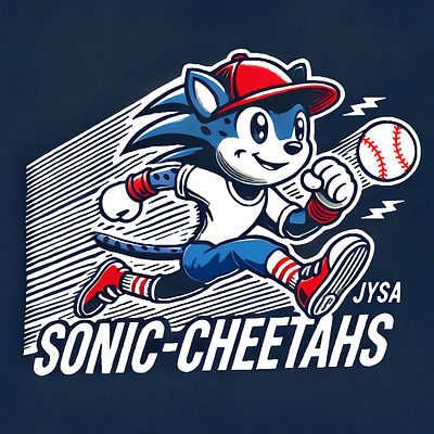 T-ball Team Logo "Sonic-Cheetahs" athletic logo baseball fast logo preschool team youth