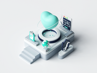 3D Healthy 3d design illustration ui web