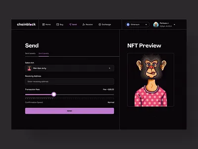 NFT Transfer app dashboard design illustration nft ui uidesign uiux ux web3