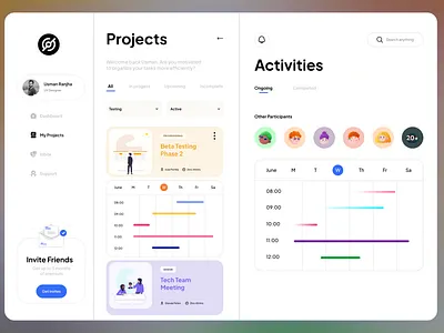 Project Management Dashboard dashboard interface minimal mockup project management ui ux website