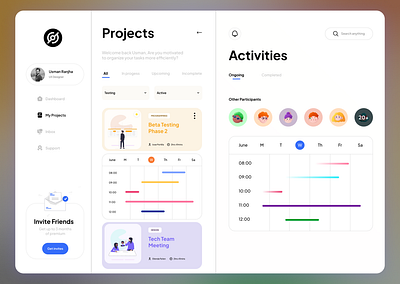 Project Management Dashboard dashboard interface minimal mockup project management ui ux website