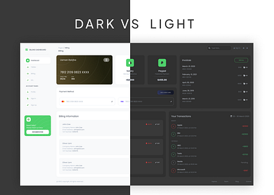 Billing Dashboard Light & Dark Theme branding dark dark theme website dashboard design finance interface light minimal mockup ui ux website wireframe