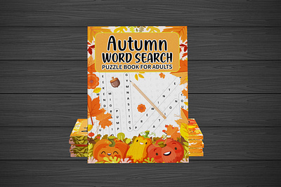 Autumn Word Search Puzzles Book 3d activity book american sign language animation autumn autumn word search puzzles book branding coloring book fall seasonal things gift for kids and adults graphic design logo motion graphics puzzle book ui word search puzzle book