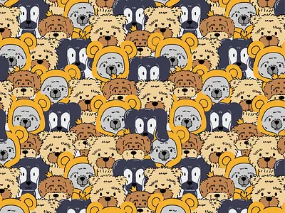 Seamless pattern with hand-drawn dogs dogs hand drawn illustration pattern seamless vector