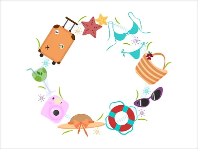 Set for a beach holiday adobe illustrator design graphic design illustration ocean swimsuit vector graphics