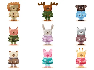 Сute little animals adobe illustrator animals cute design giraffe graphic design illustration set vector graphics