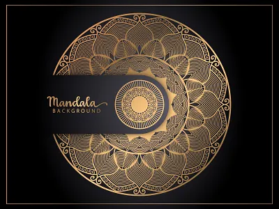 Luxury mandala background design in gold color vector frame indian