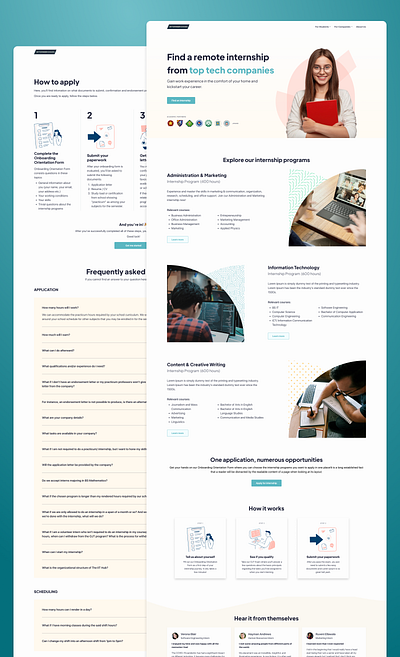 Landing and How to Apply Pages for Internship Website education figma how to apply interface internship landing page ui design web design website