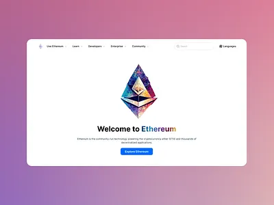Ethereum Landing Page 3d bitcoin branding clean ui crypto crypto currency design ethereum illustration logo ui uiux vector web