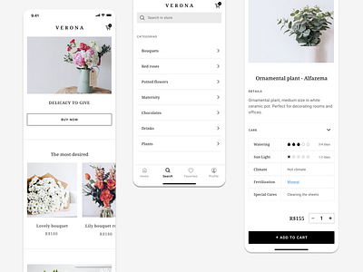 Verona app app clean ecommerce flowers shop store ui