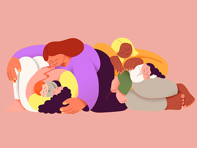 Warm Illustration: Generational Love art art design artwork colorful creative illustration design insparation generational love generations hug illustration inspired meaningful art mother and child strong bonds support unconditional love warm colors warm design women love women support