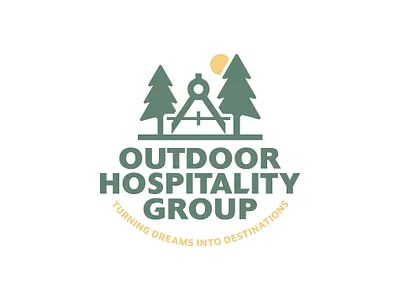 Outdoor Hospitality Group adventure badge camping design hiking hut lettering lettermark logo measurement outdoor pine textlogo traveling tree typo typogaphy wordmark