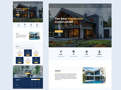 Home Construction Website Landing Page adobe xd figma ui ux