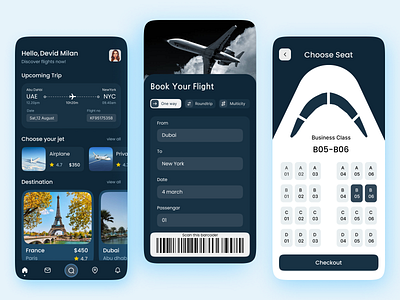 Flight Booking App Design ✈️ airlines airport app application boarding pass booking flight gradient graphic design hotel icon illustration ios mobile plane resort schedule ticket ui design vacation