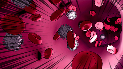 Call of Duty -- MARVEL styled blood cells 3d anatomy biology blood cover art graphic design illustration medical scientific scientific illustration scientific visualization vessel