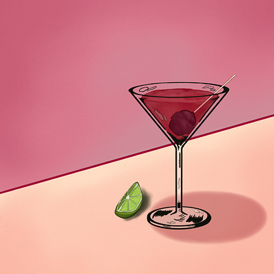 The Flirt animation bar candy city cocktail design drink fierce fun graphic design illustration lime martini mono chromatic mystery pink procreate strong sucker women