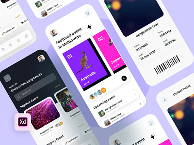 Event App Concept app branding design event app event app concept event landing page event new app event ui graphic design home screen illustration landing page logo mobile app populr shoot typography ui ux vector website design