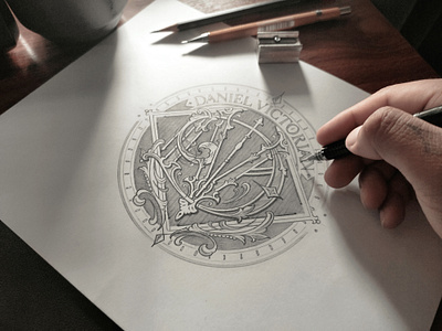 D&V - Monogram sketch donzorrito lettering logo monogram pencil sketch typography vintage