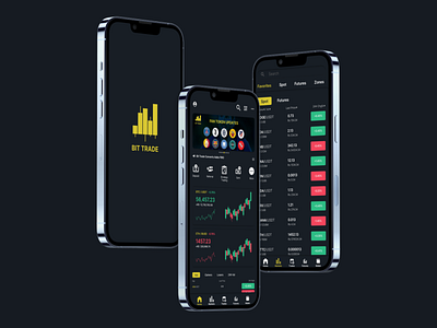 BIT TRADE -Mobile app adobexd app bitcoin crypto figma frontenddesign mobile app trading ui uidesign uiux uiuxdesign webdesign